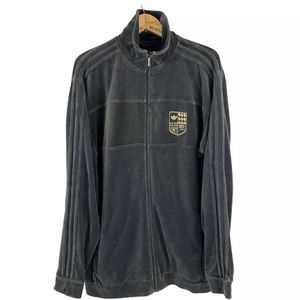 Adidas Sport Velour Track Jacket Sz M (Fits L-XL)